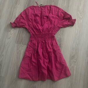Zara Hot Pink Mini Dress Size Small VNeck